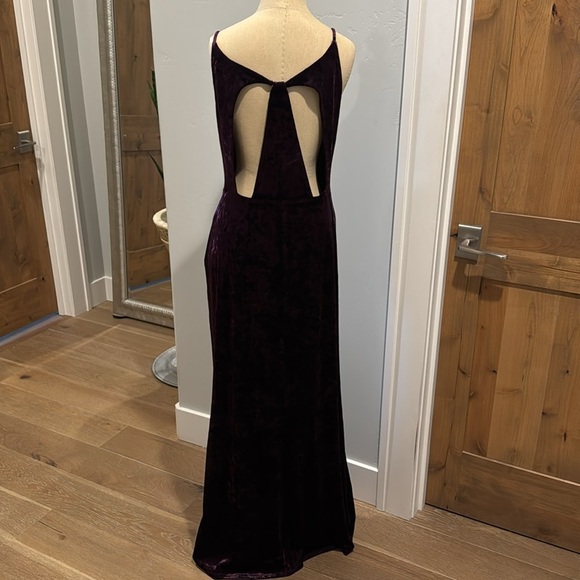 Calvin Klein Crushed Velvet Maxi Evening Gown Womens 14 Purple Festive Party - Picture 3 of 11